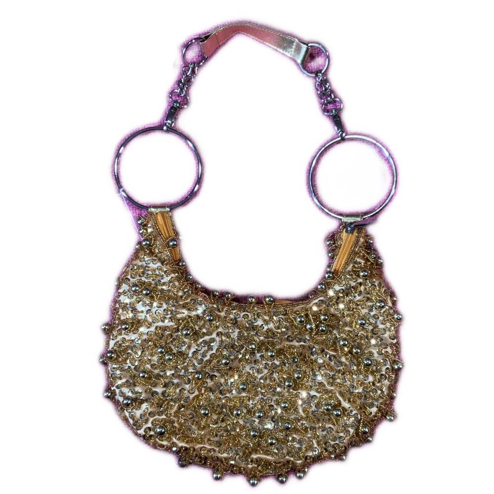 Sparkling Gold & Silver Beaded Sequin Mini Shoulder Bag Y2K Bag